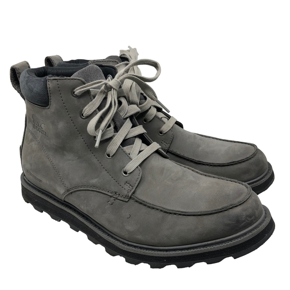 Sorel Madson Moc Toe Boots Mens 10 Quarry Gray Waterproof Leather NM2788-052